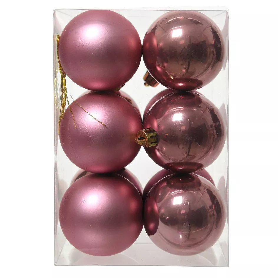 Lot de 12 boules de Noël (D60 mm) Aravis Vieux rose