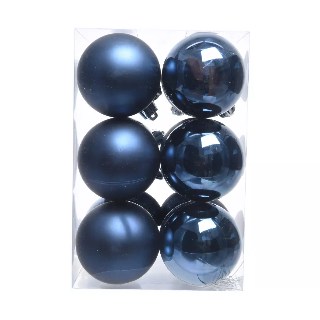 Lot de 12 boules de Noël (D60 mm) Aravis Bleu nuit