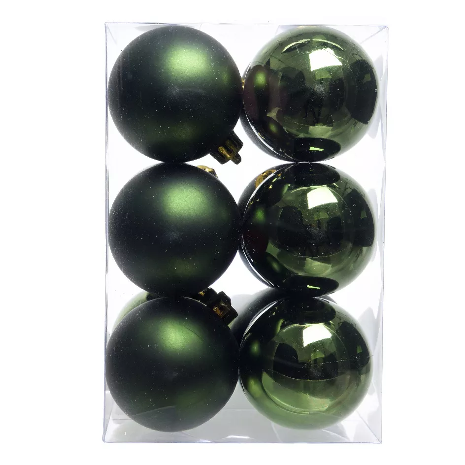 Lot de 12 boules de Noël (D60 mm) Aravis Vert sapin