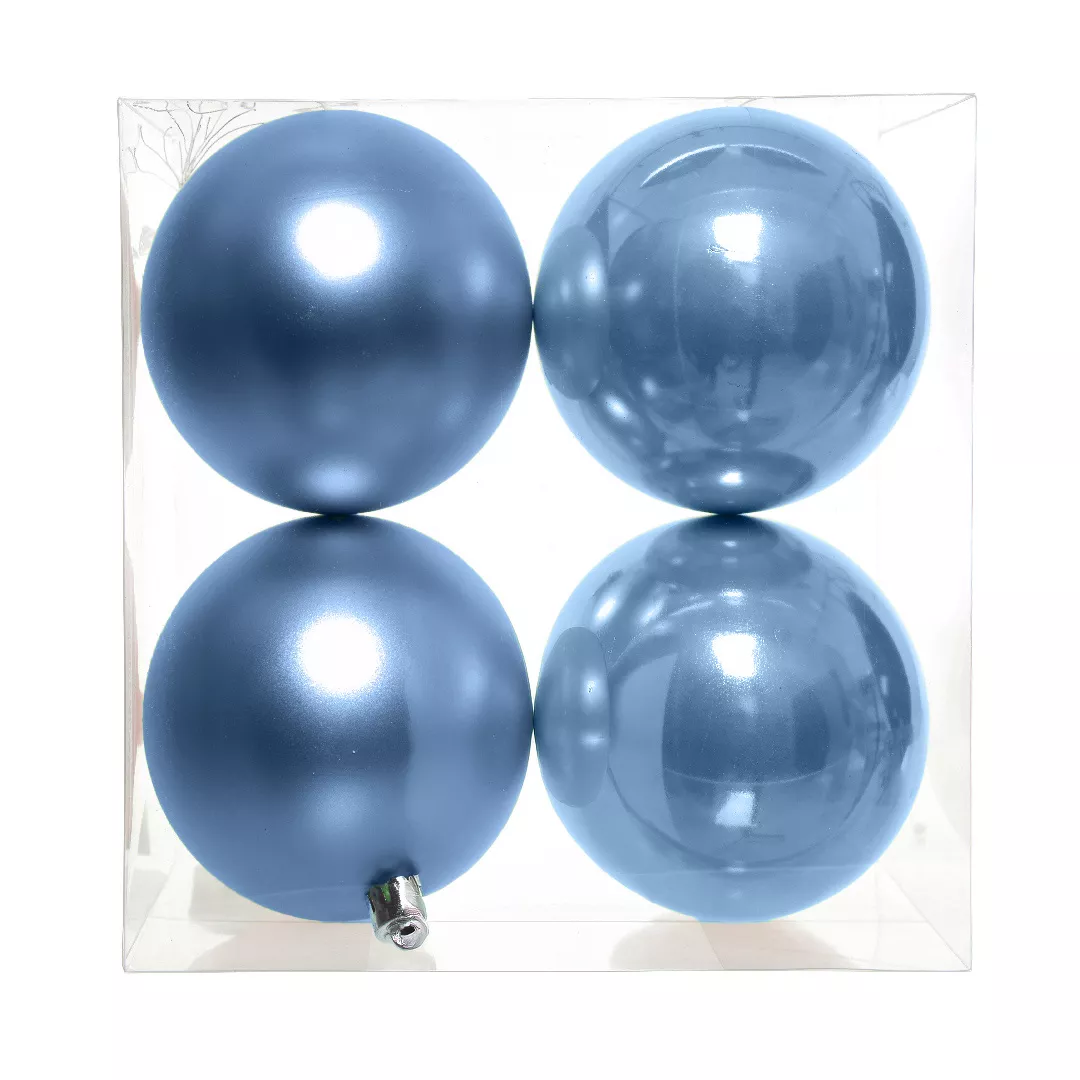 Lot de 4 boules de Noël unies (D100 mm) Aravis Bleu ciel