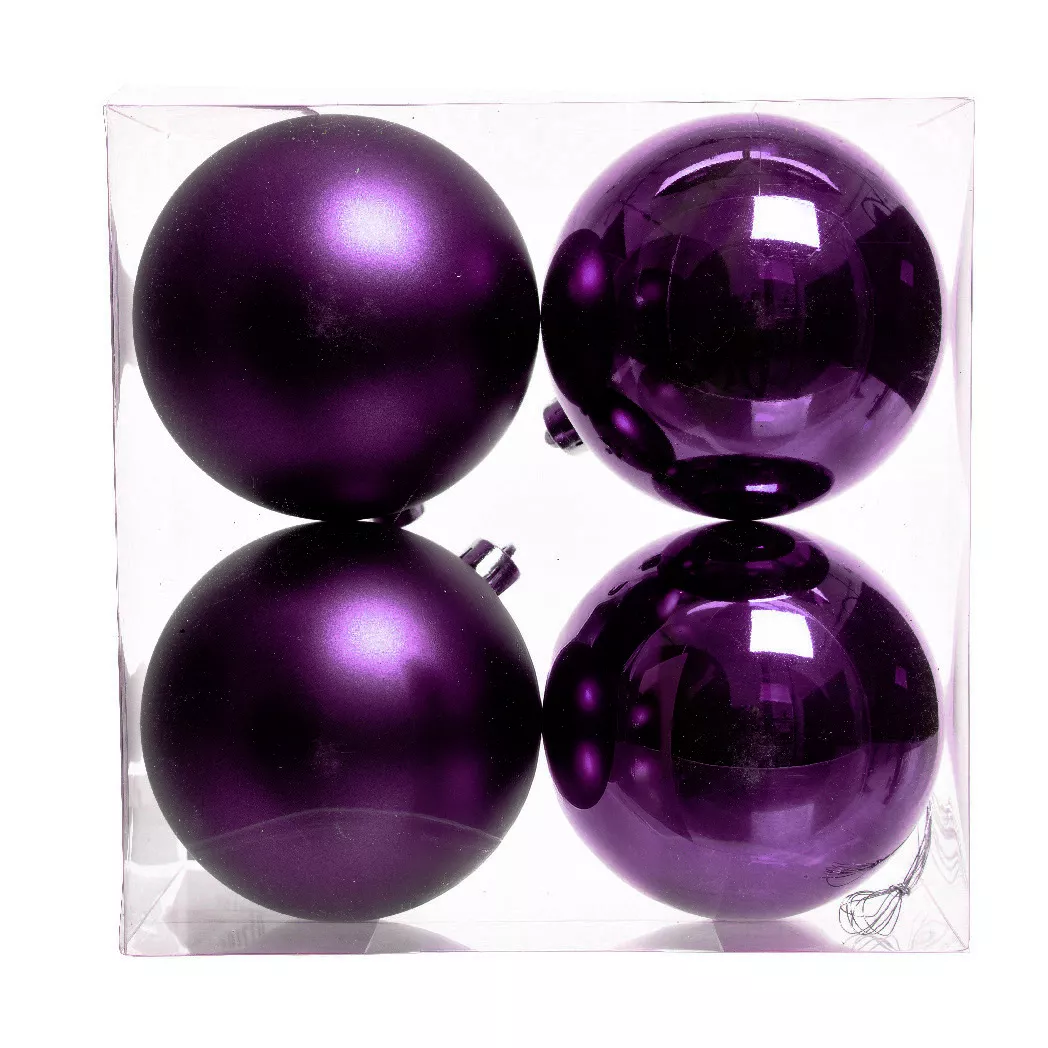 Lot de 4 boules de Noël unies (D100 mm) Aravis Figue