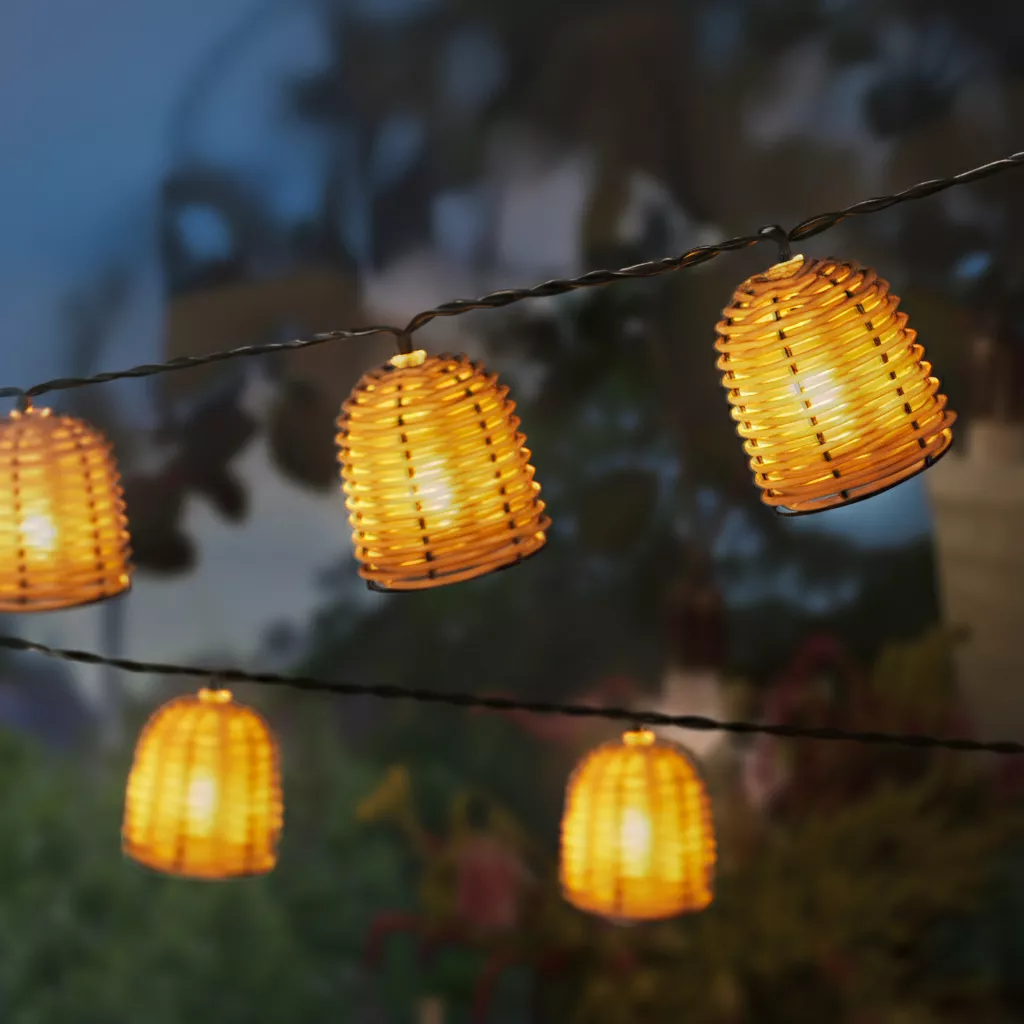 Ghirlanda luminosa solare in resina intrecciata 8 LED (2,10 m) Campagna Naturale