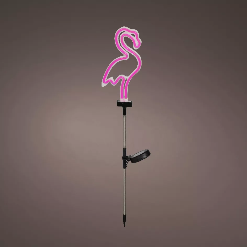 Decorazione luminosa Solare da infilare nel terreno (H74 cm) neon Fenicottero Rosa