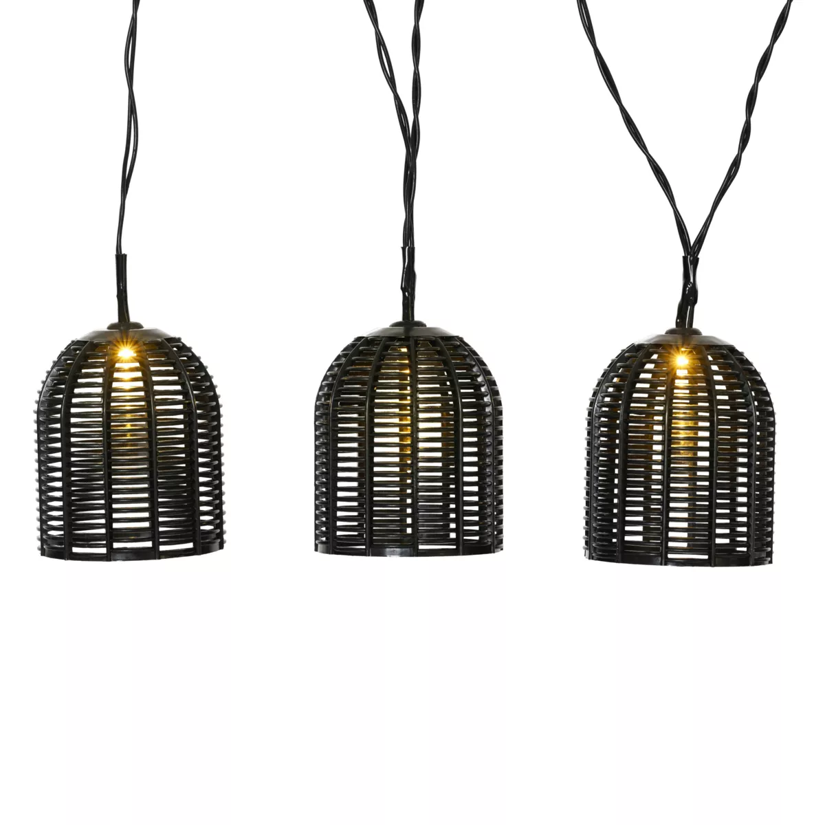 Luminaria solare in resina intrecciata Garden chic Nero 10 LED (2,70 m)