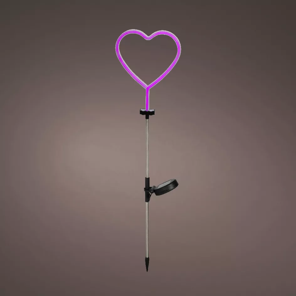 Decorazione luminosa Solare da infilare nel terreno (H82 cm) Cuore neon Rosa
