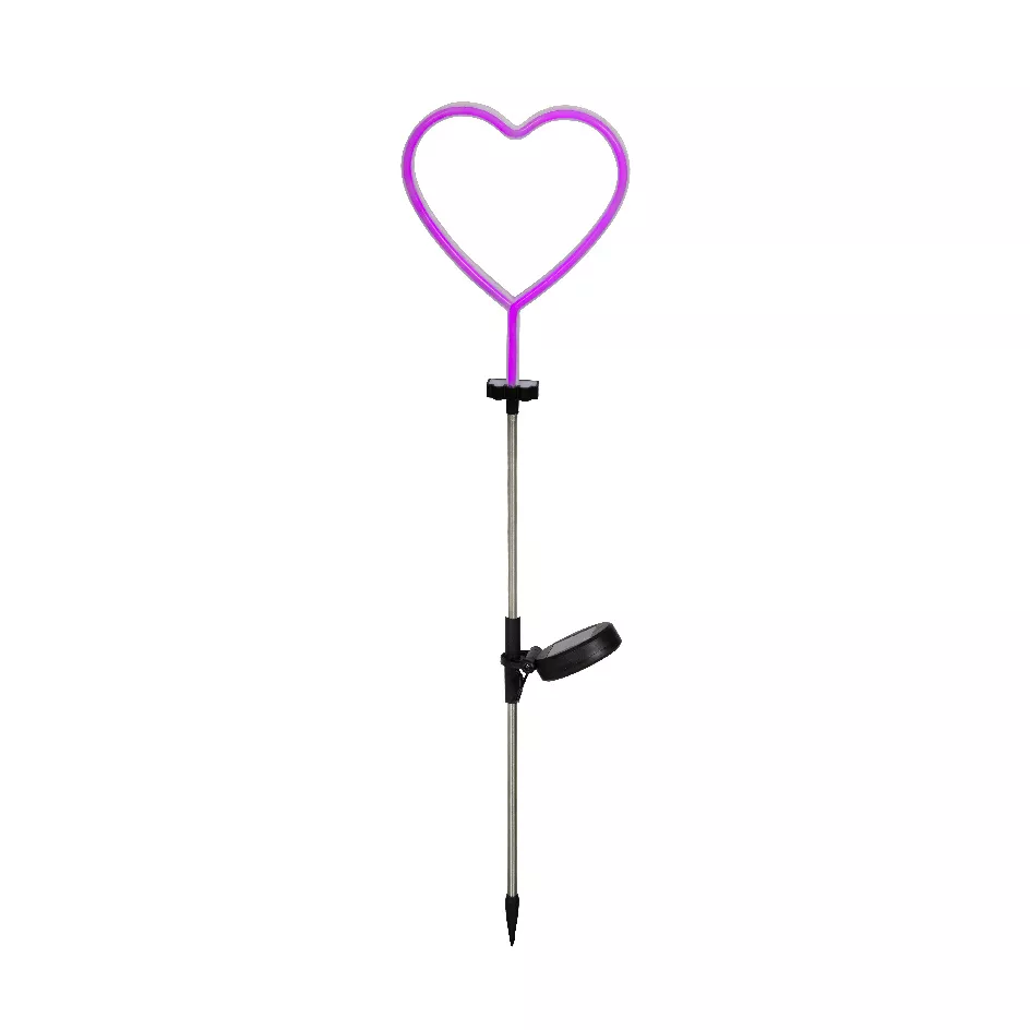 Decorazione luminosa Solare da infilare nel terreno (H82 cm) Cuore neon Rosa