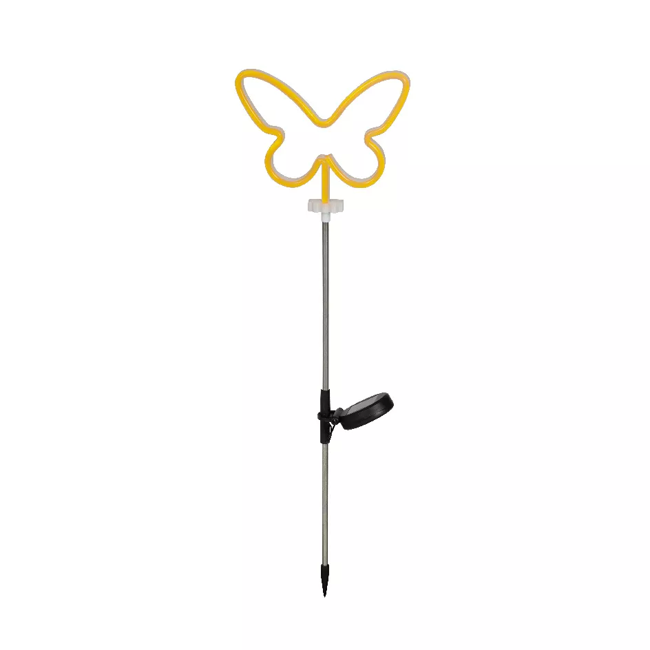 Decorazione luminosa Solare da infilare nel terreno (H85 cm) Farfalla neon Gialla