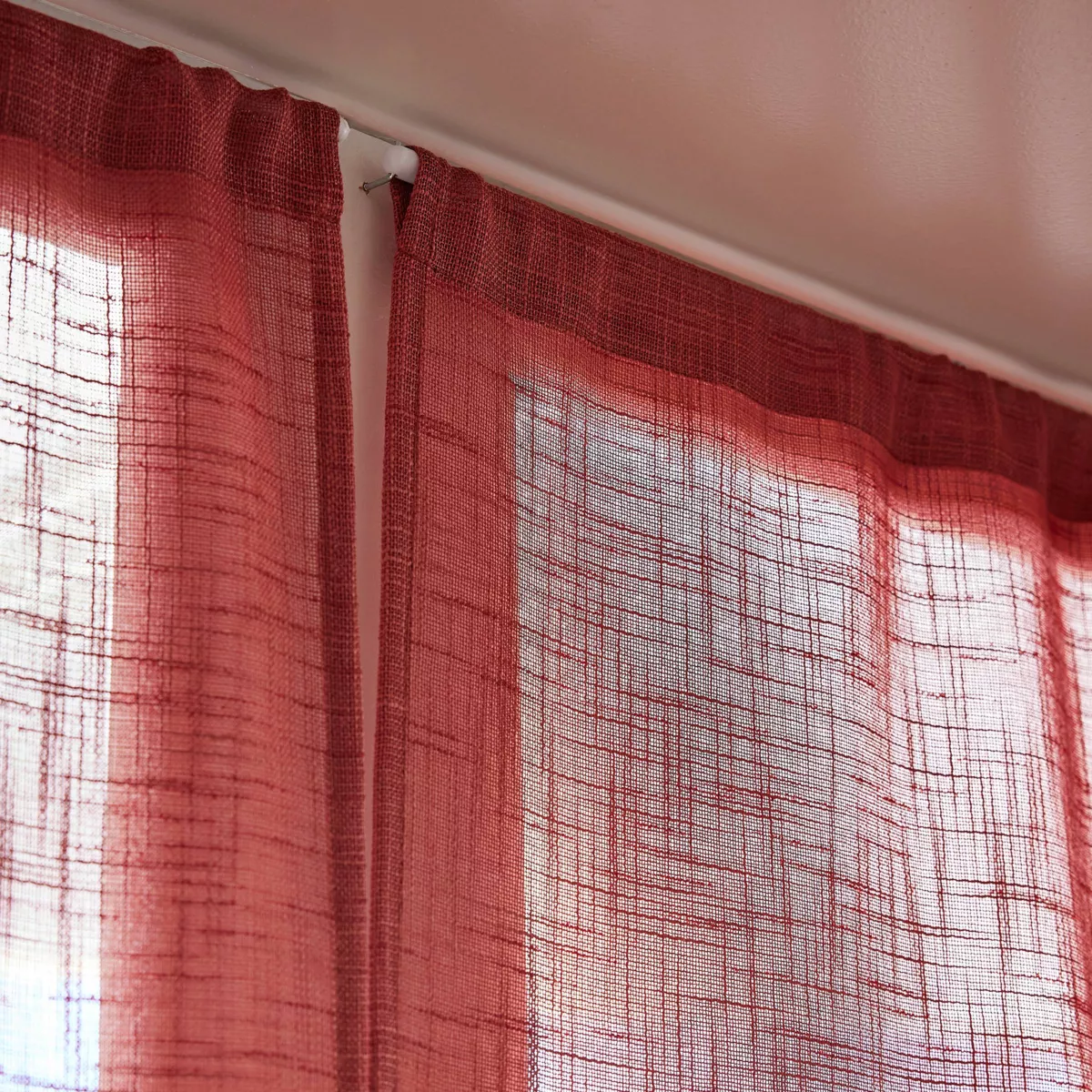 Paire de voilages passe-tringle effet lin (60 x 90 cm) Robin Terracotta