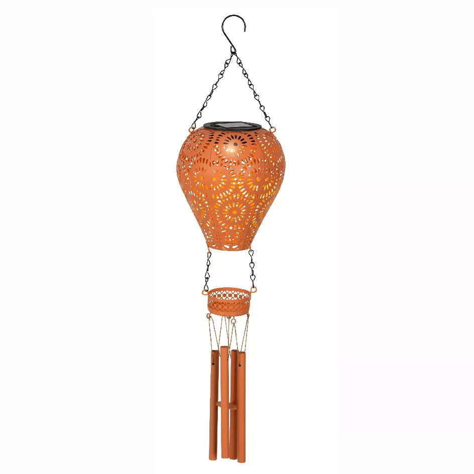Sospensione da giardino solare LED (H56 cm) Mongolfiera Arancione