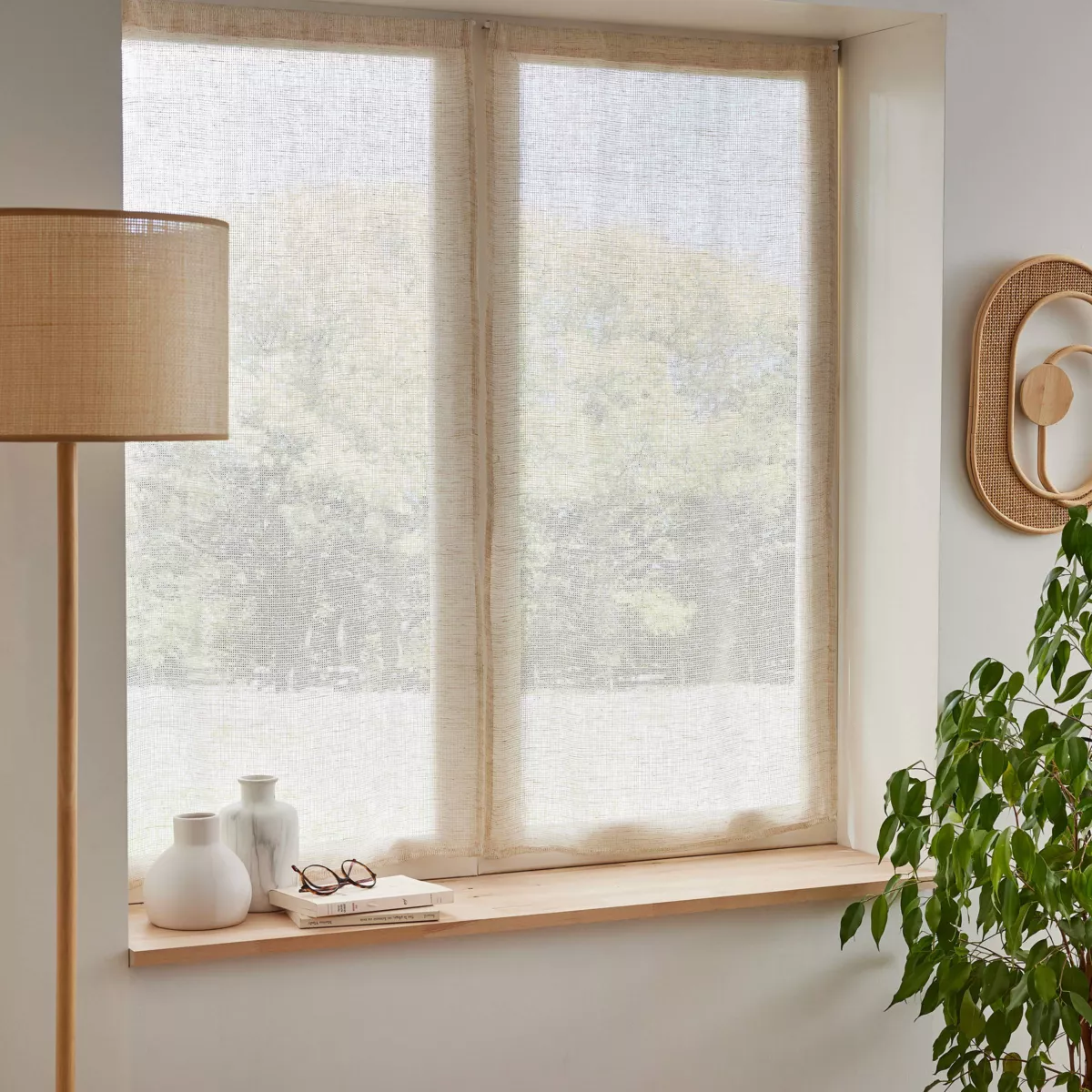 Coppia di tende a occhielli effetto lino (60 x 90 cm) Luca Beige