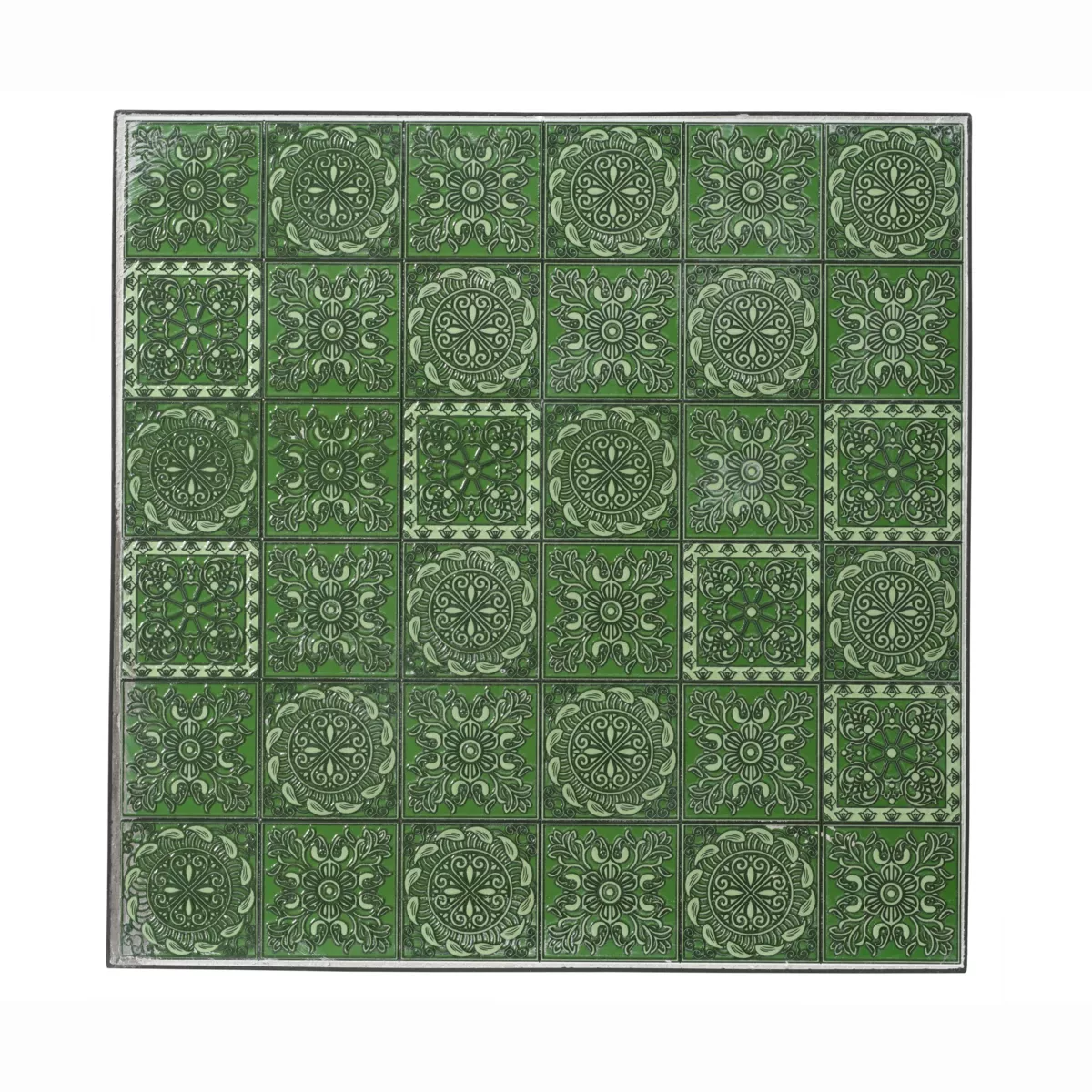 Tavolo bistro quadrato fisso in mosaico (58 x 58 cm) Aveiro Grigio e verde oliva