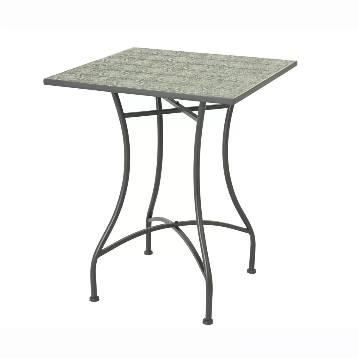 Tavolo bistro quadrato fisso in mosaico (58 x 58 cm) Aveiro Grigio e verde oliva