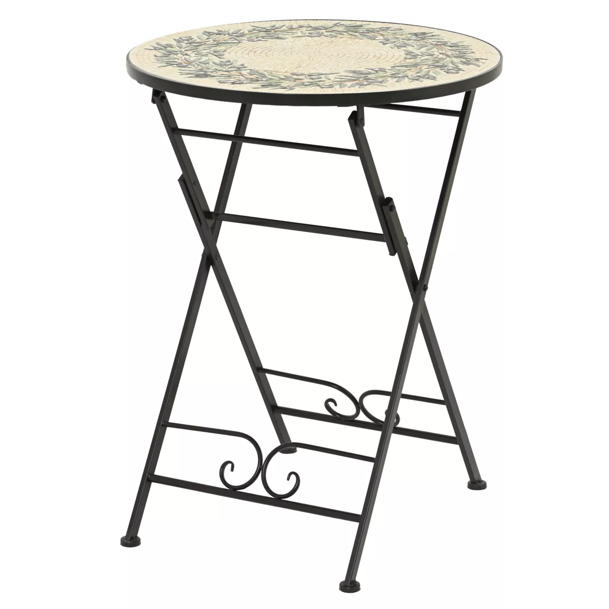 Tavolo bistro rotondo pieghevole in mosaico (D58 cm) Atene Beige