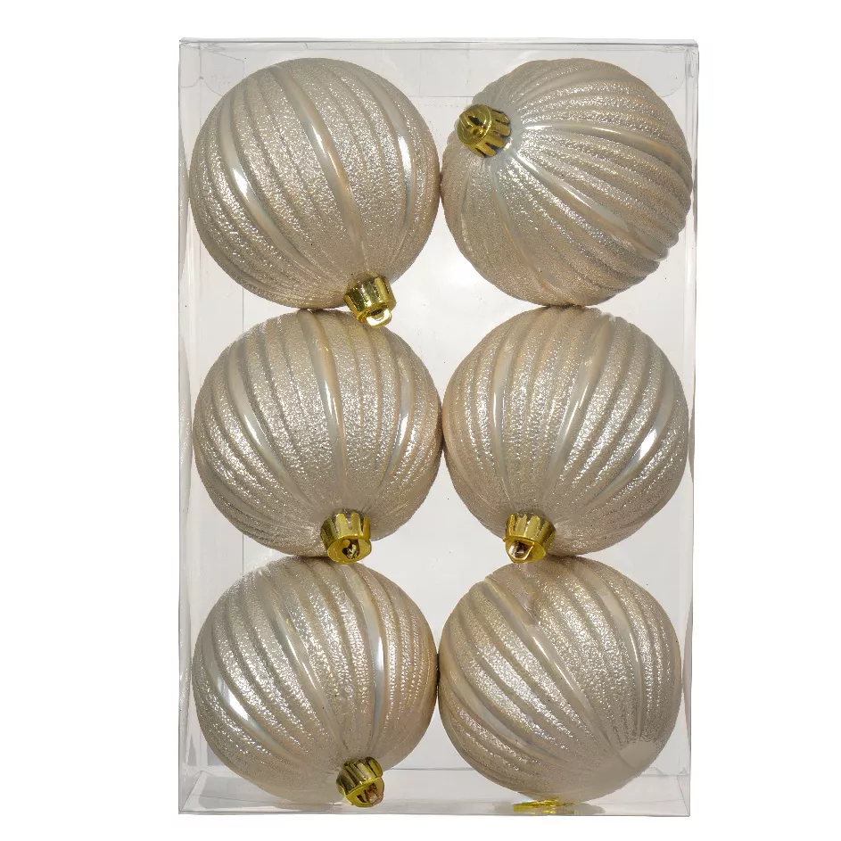 Set di 6 palline di Natale (D80 mm) Glitter Perla