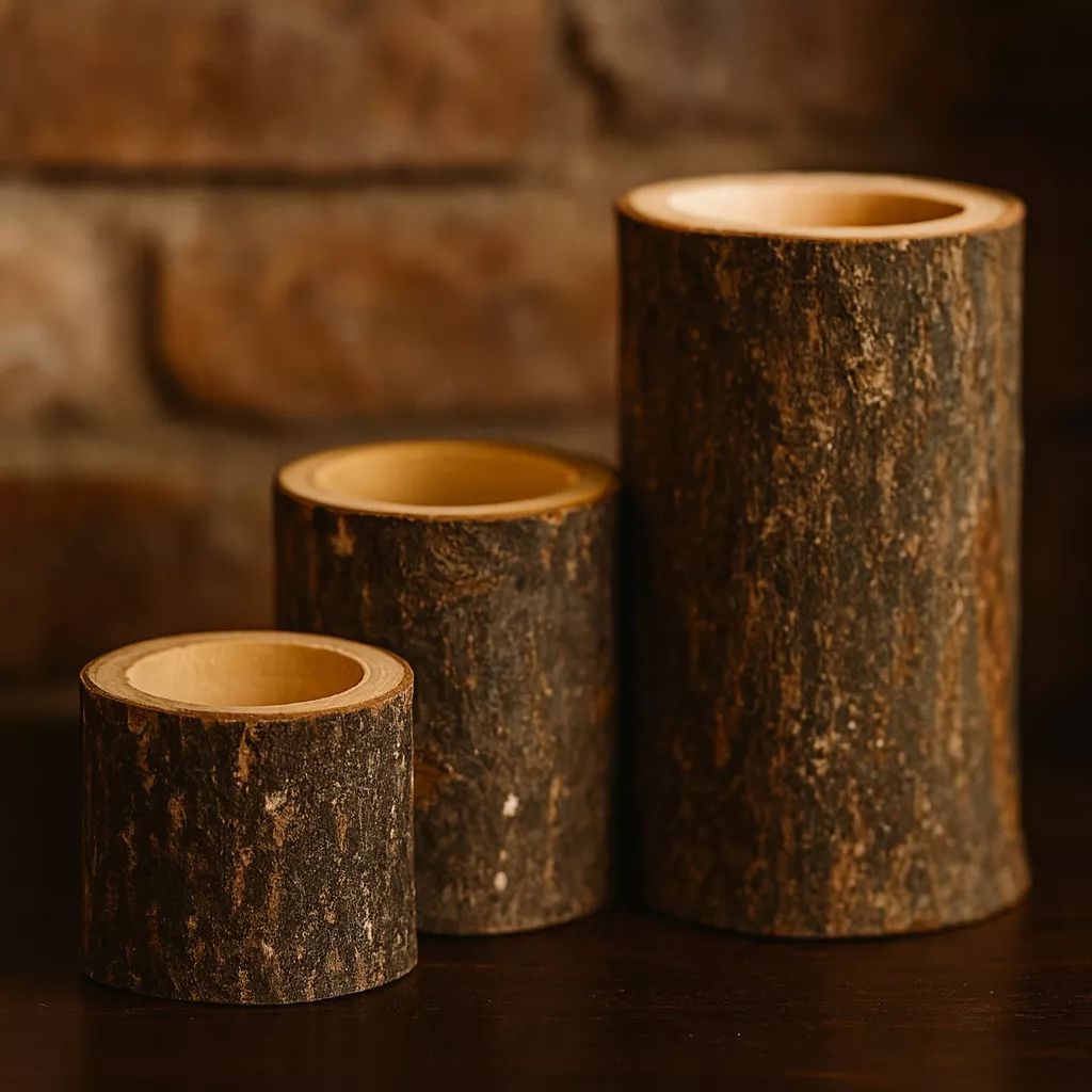 Lot de 3 Bougeoirs (D6 cm) Rondin de Bois