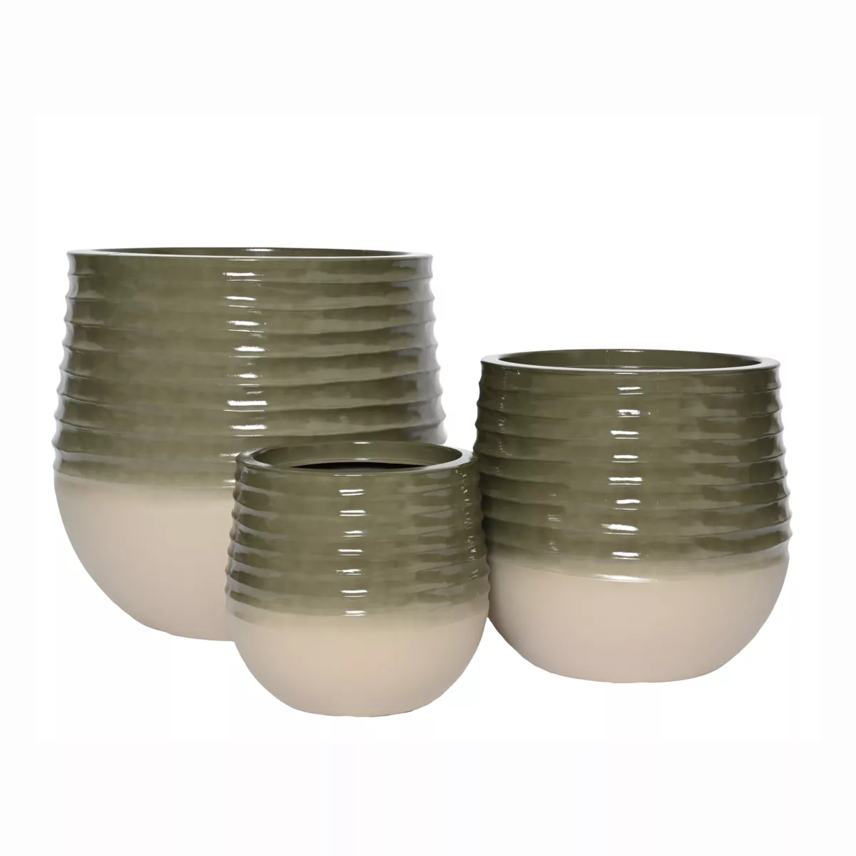 Set di 3 vasi da esterno rotondi (H49-37-27 cm) Jamie Grigio e beige