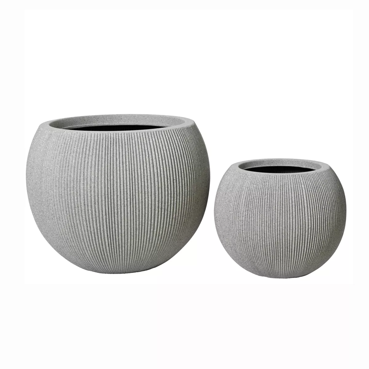 Set di 2 vasi da esterno rotondi (H41-30 cm) Lennox striati Grigio chiaro