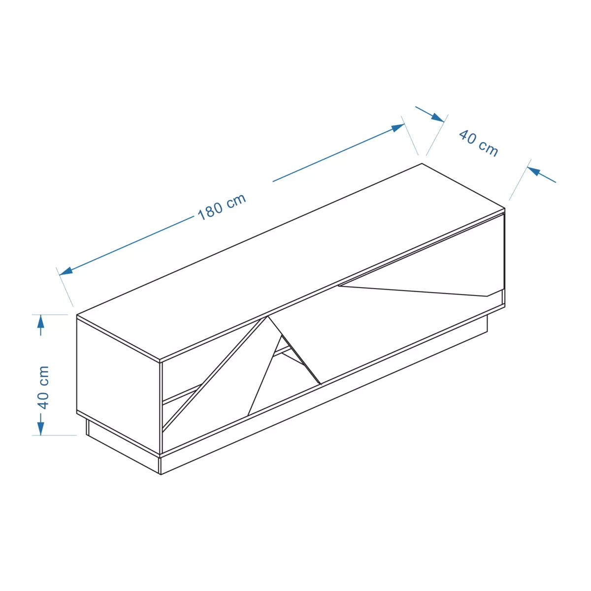 Meuble TV en bois design (L180 x 40 cm) Alabama Blanc, noir et naturel 