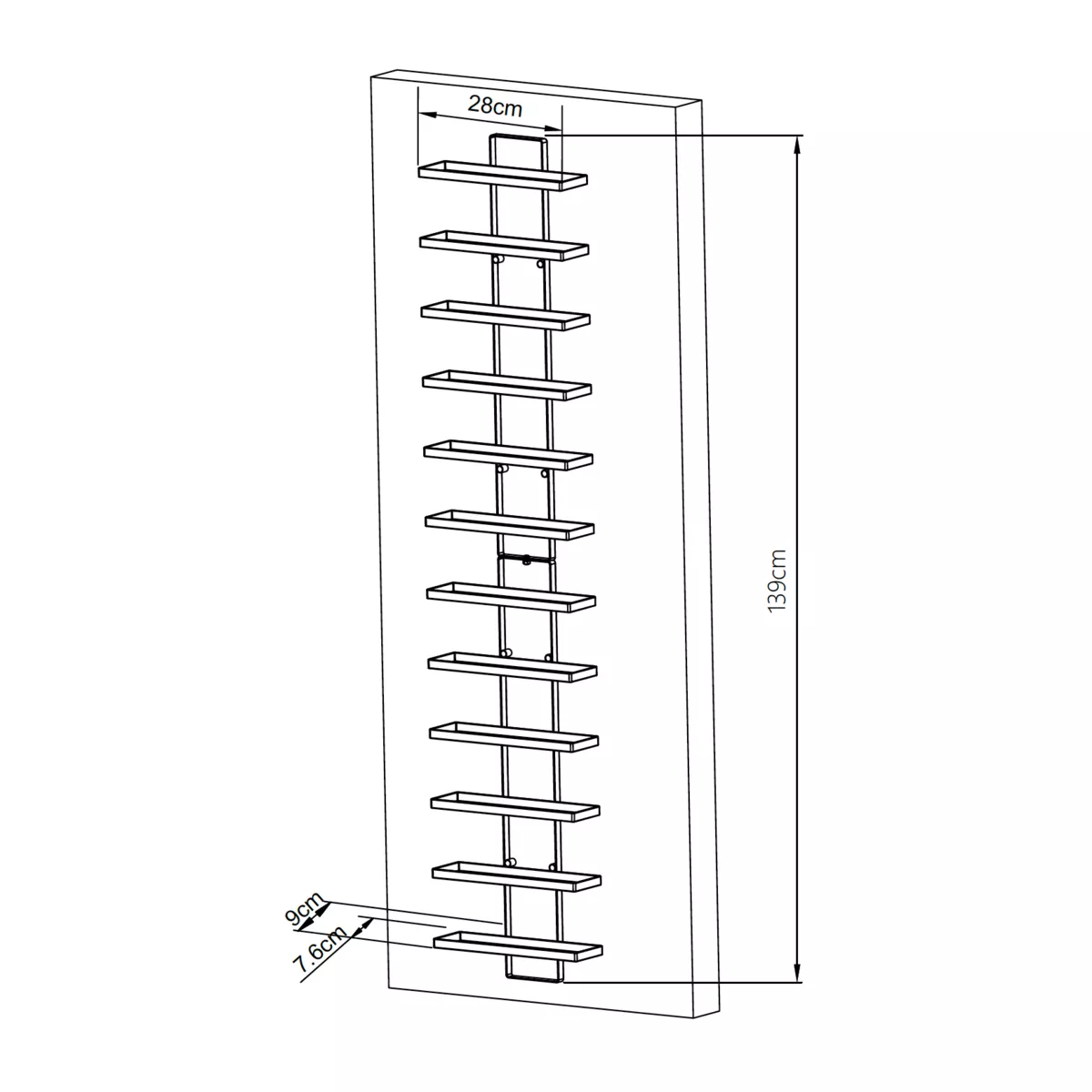 2er Set Wand-Weinregal für 12 Flaschen (H139 cm) Léo Schwarz