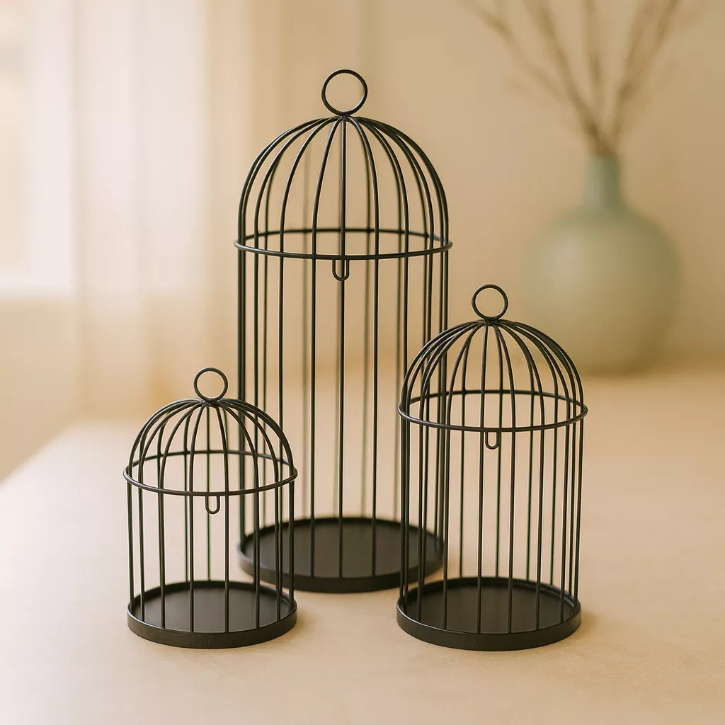 Set di 3 gabbie per uccelli (H41 cm) Christmas Chic Nero