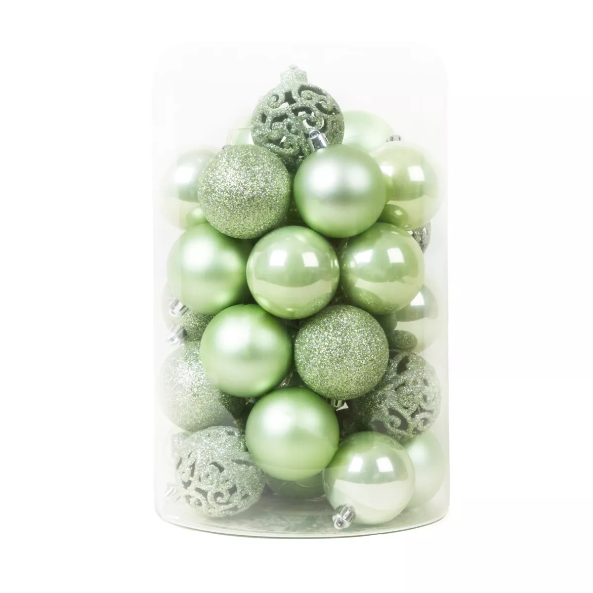 Set von 35 Weihnachtskugeln (D60 mm) Aravis Mix Matcha-Grün