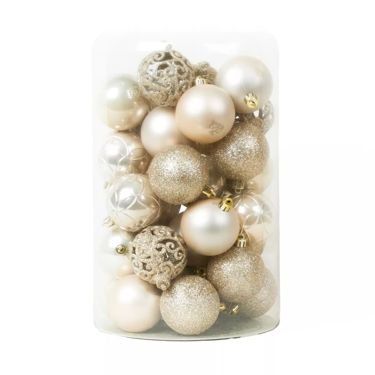 Set von 35 Weihnachtskugeln (D60 mm) Aravis Mix Perlweiß