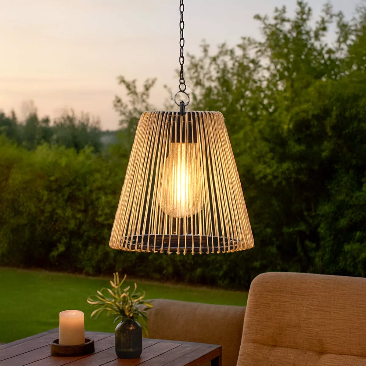 Lampadario da giardino solare (D17,5 cm) LED Calabre Dorato