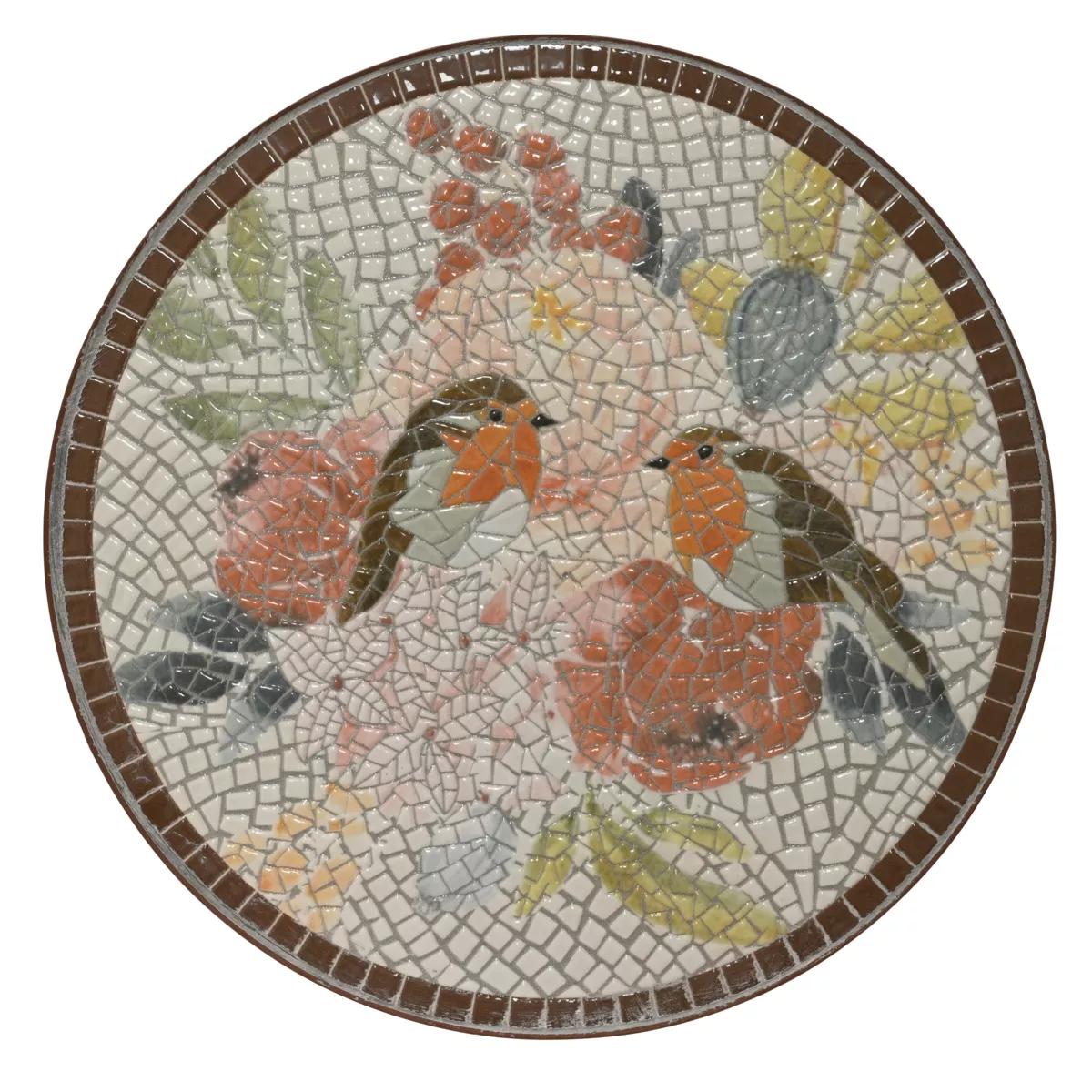 Tavolino d'appoggio rotondo in mosaico (H46 x D39 cm) Aberdeen Marrone