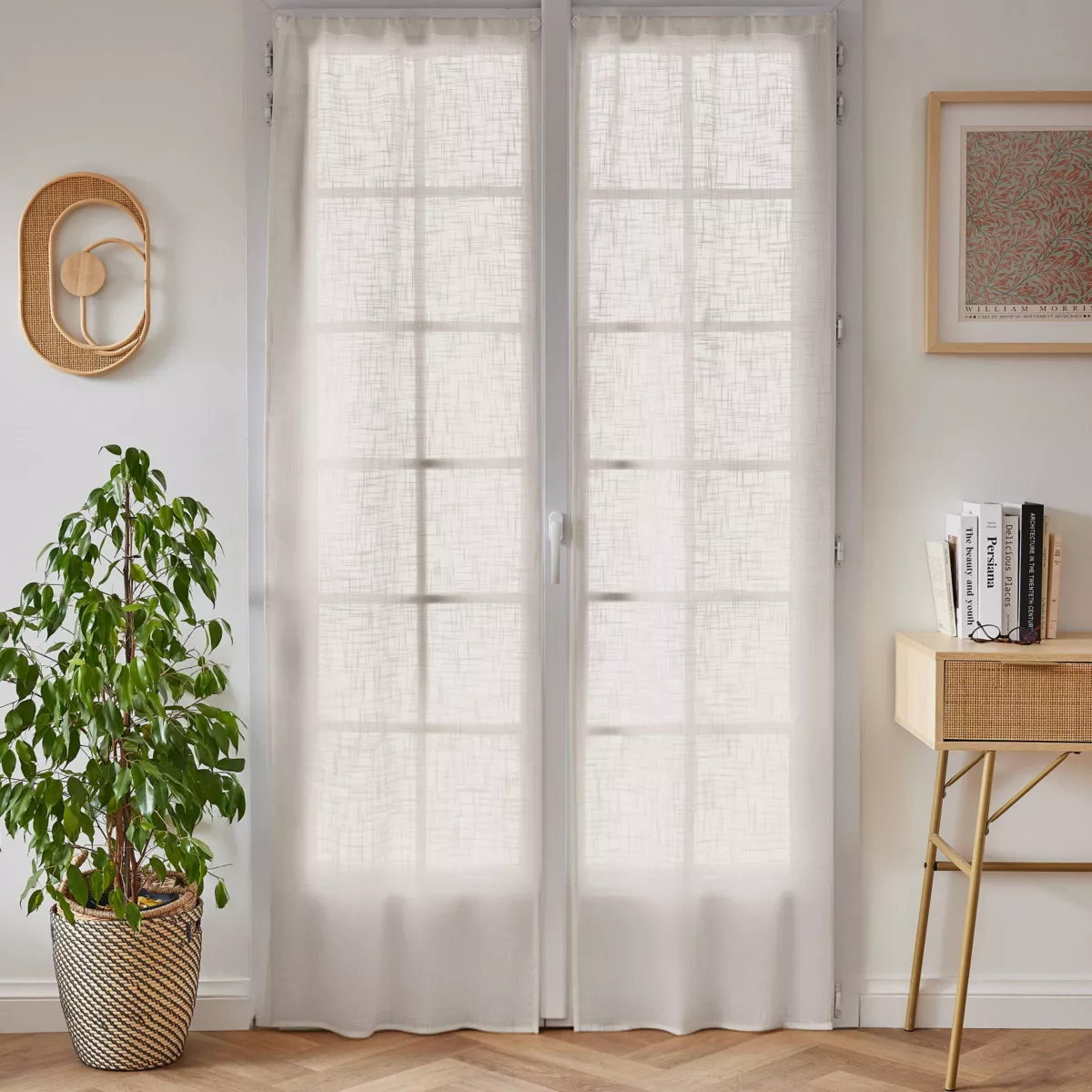 Coppia di tende a occhielli effetto lino (70 x 200 cm) Robin Beige