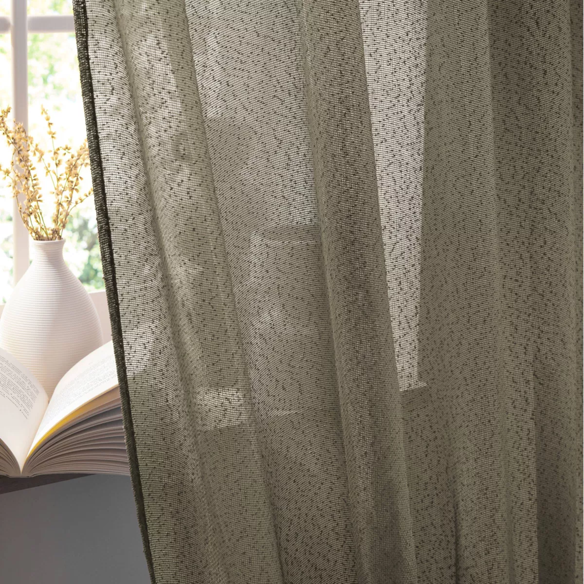 Tenda regolabile a bouclé (140 x max 300 cm) Eliott Verde cachi