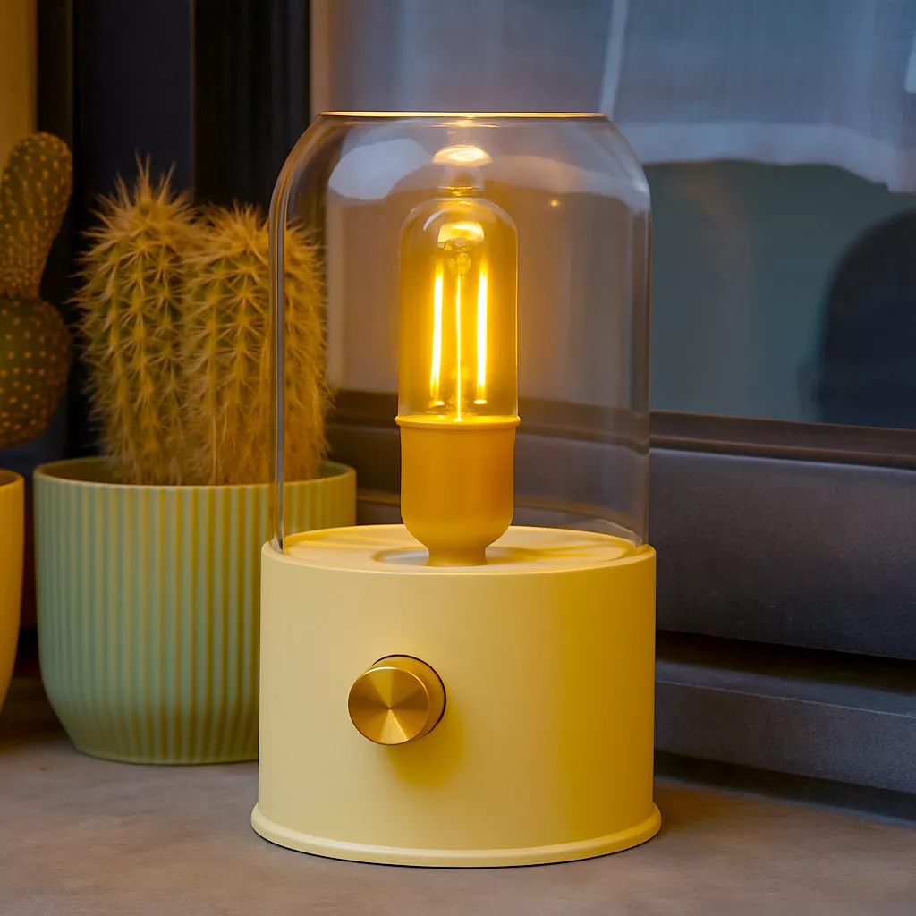 Lampe tempête sans fil rechargeable USB (H20 cm) Jaune