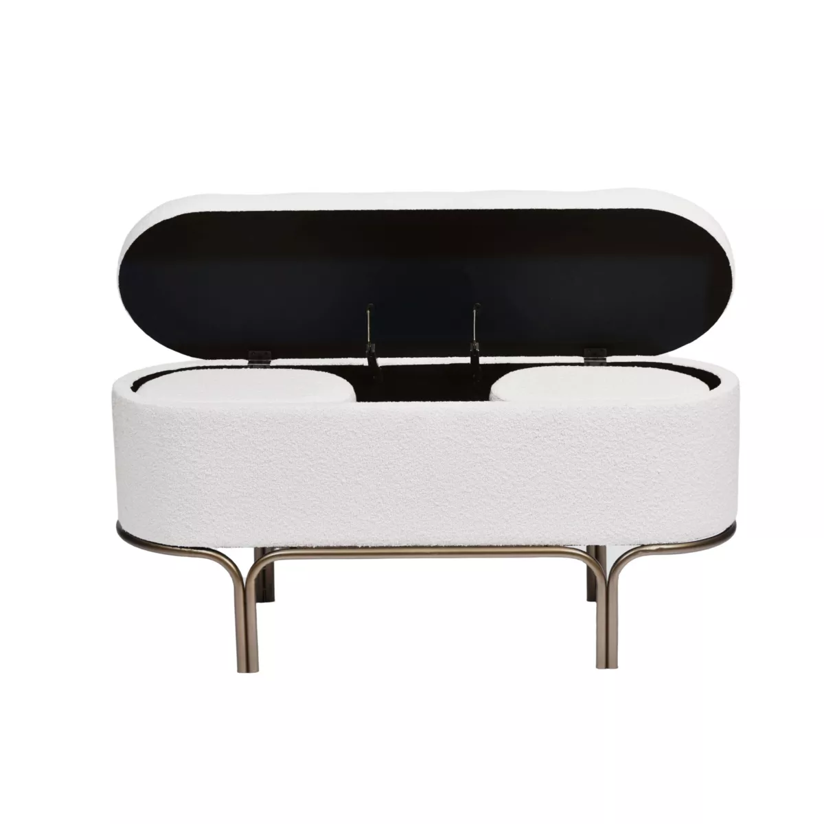 Panca contenitore e 2 pouf (L116 cm) Ivanhoe Ecru