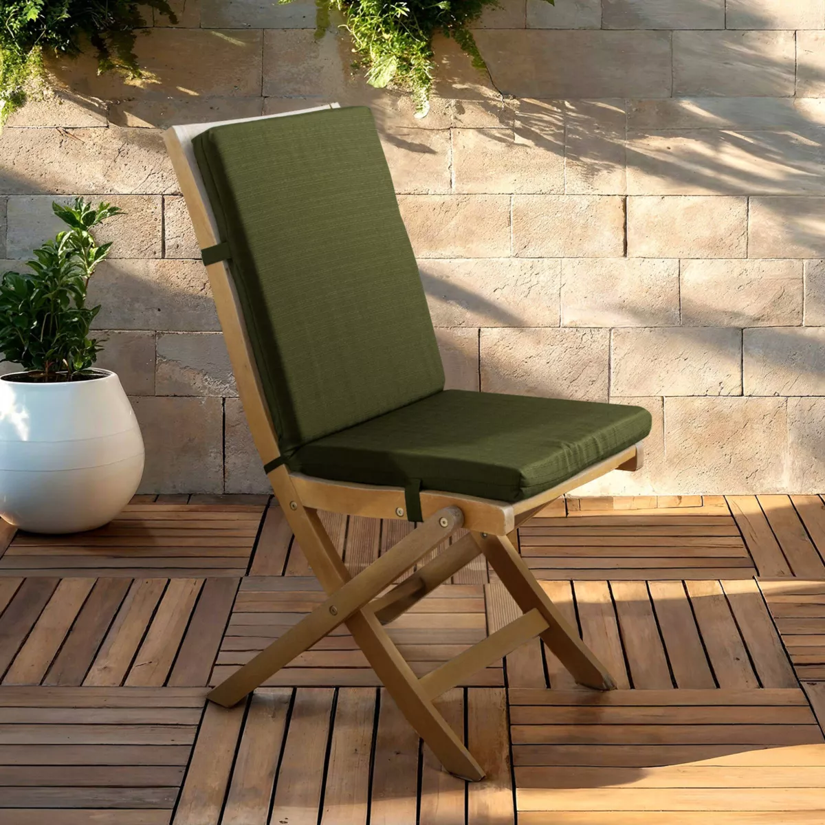 Coussin de chaise extérieur avec dossier (90 x 40 cm) Sunset Vert kaki