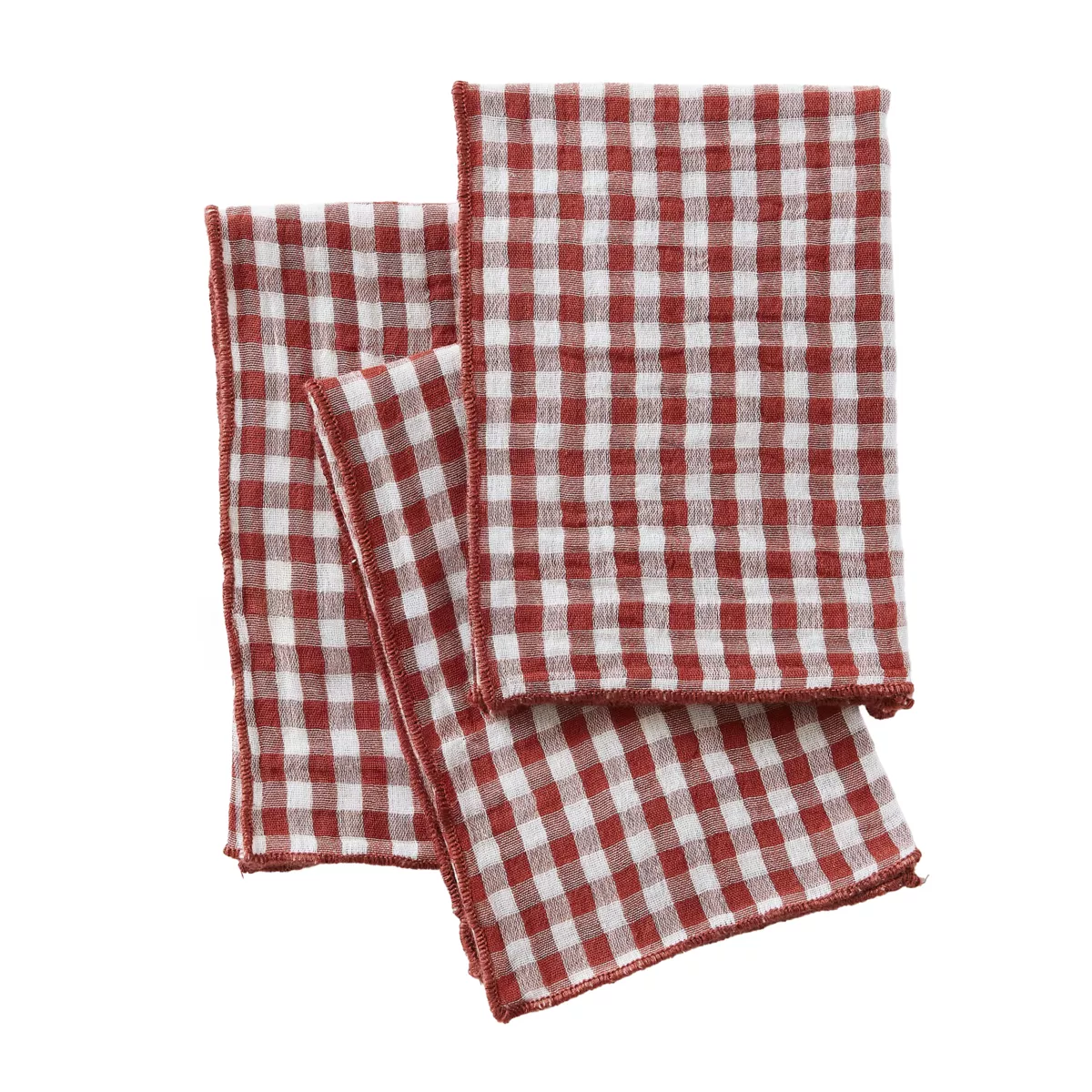 Lot de 3 serviettes gaze de coton (40 x 40 cm) Vickie Terracotta