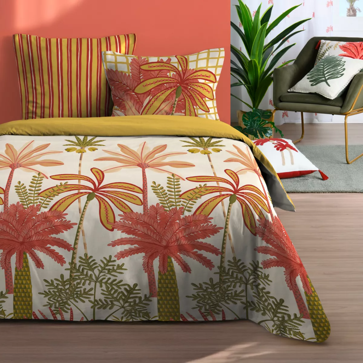 Housse de couette et deux taies d'oreiller coton (260 x 240 cm) Maota Multicolore