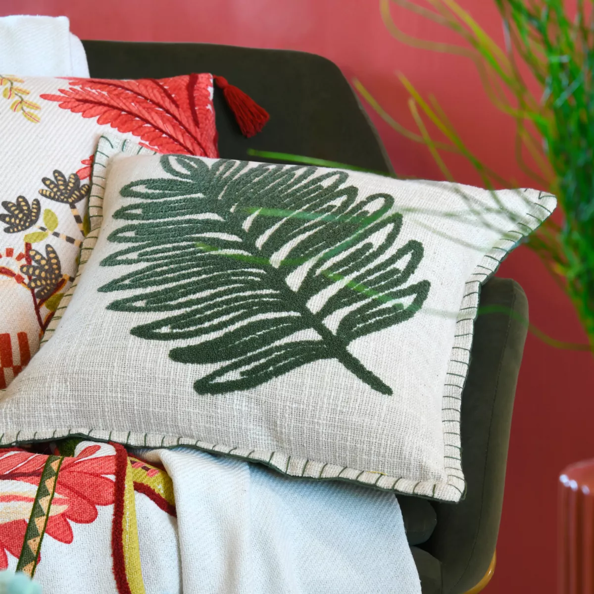 Coussin carré coton (45 x 45 cm) Maota Vert