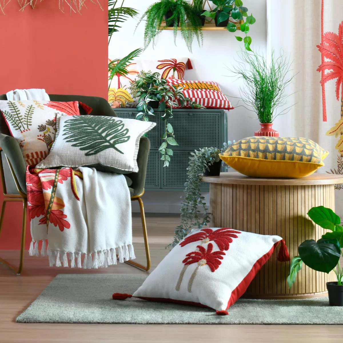 Coussin carré coton (45 x 45 cm) Maota Vert