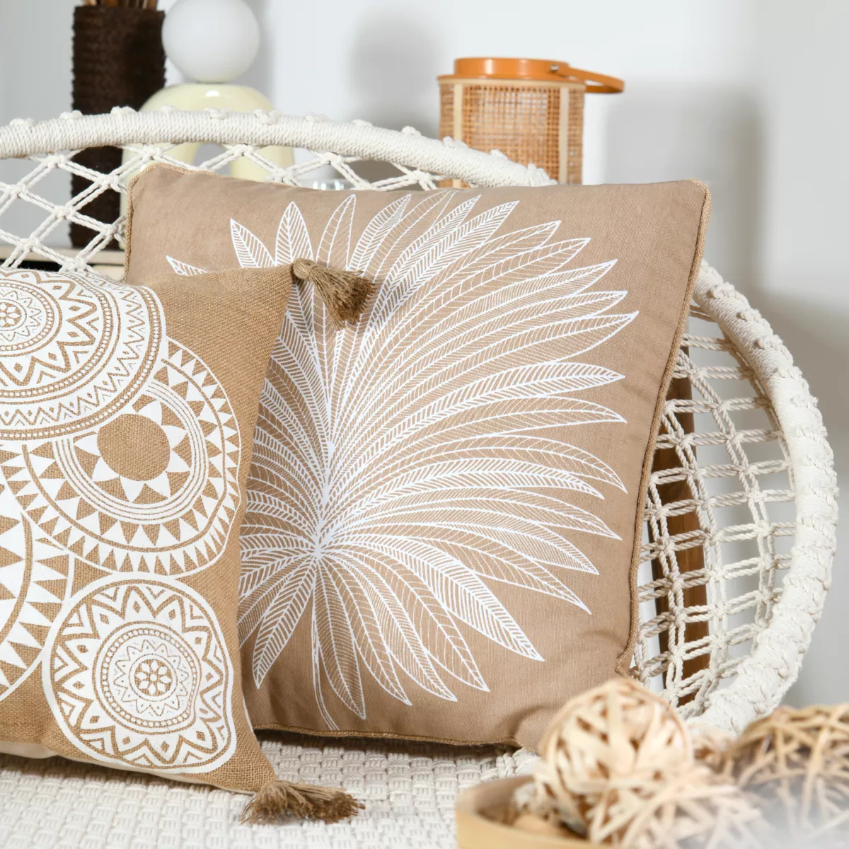 Coussin carré coton (50 x 50 cm) Mekong Taupe