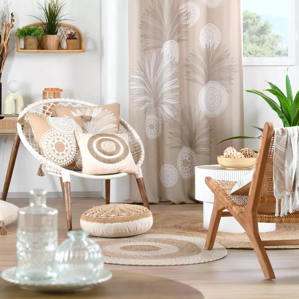 Coussin carré coton (50 x 50 cm) Mekong Taupe