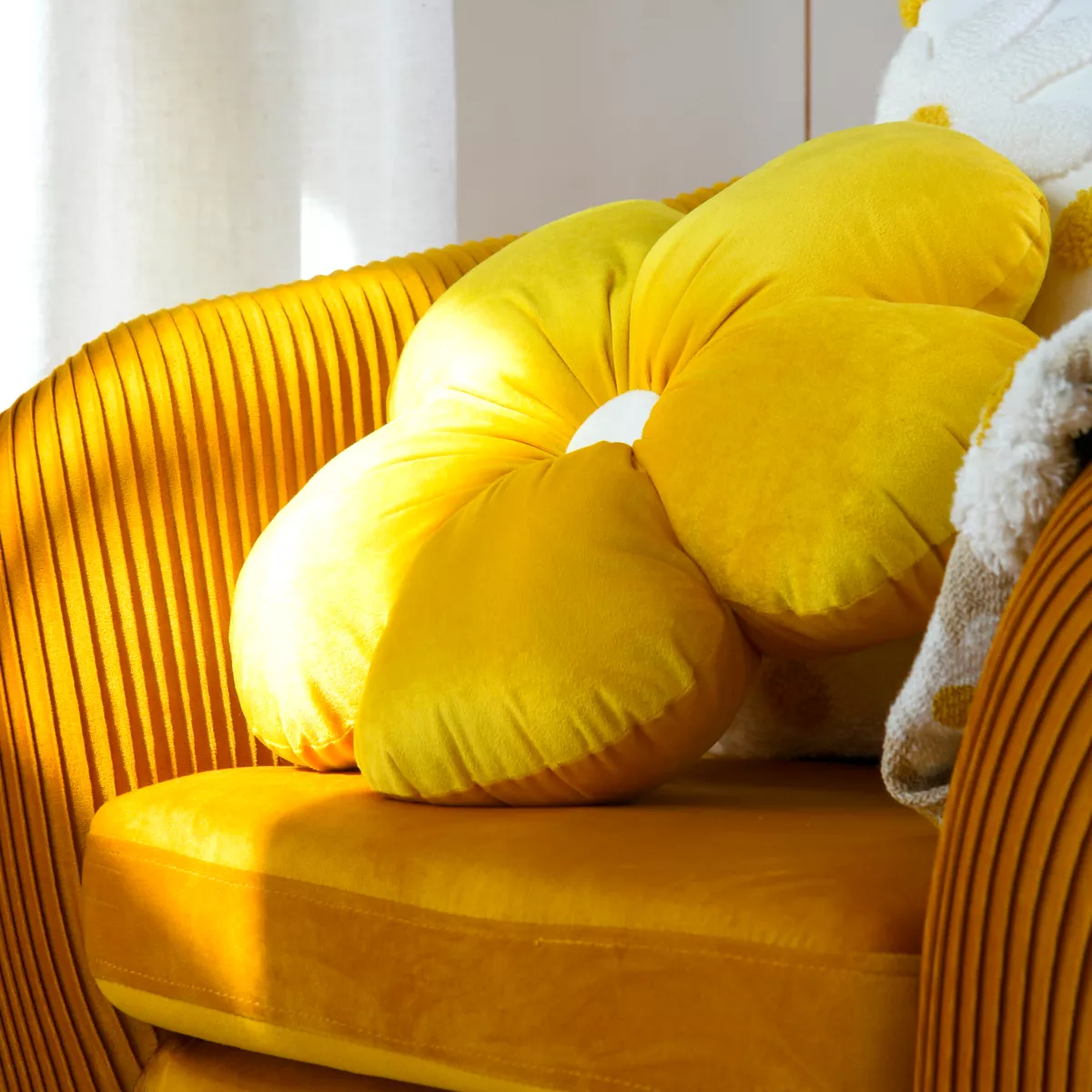Cuscino fiore rotondo (40 cm) Camille Giallo