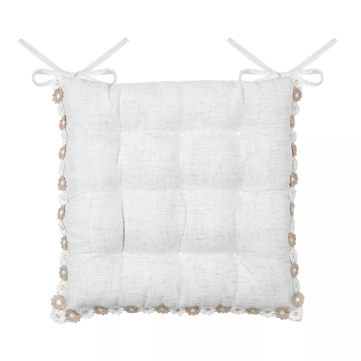 Coussin de chaise carré coton (38 x 38 cm) Camille Ecru