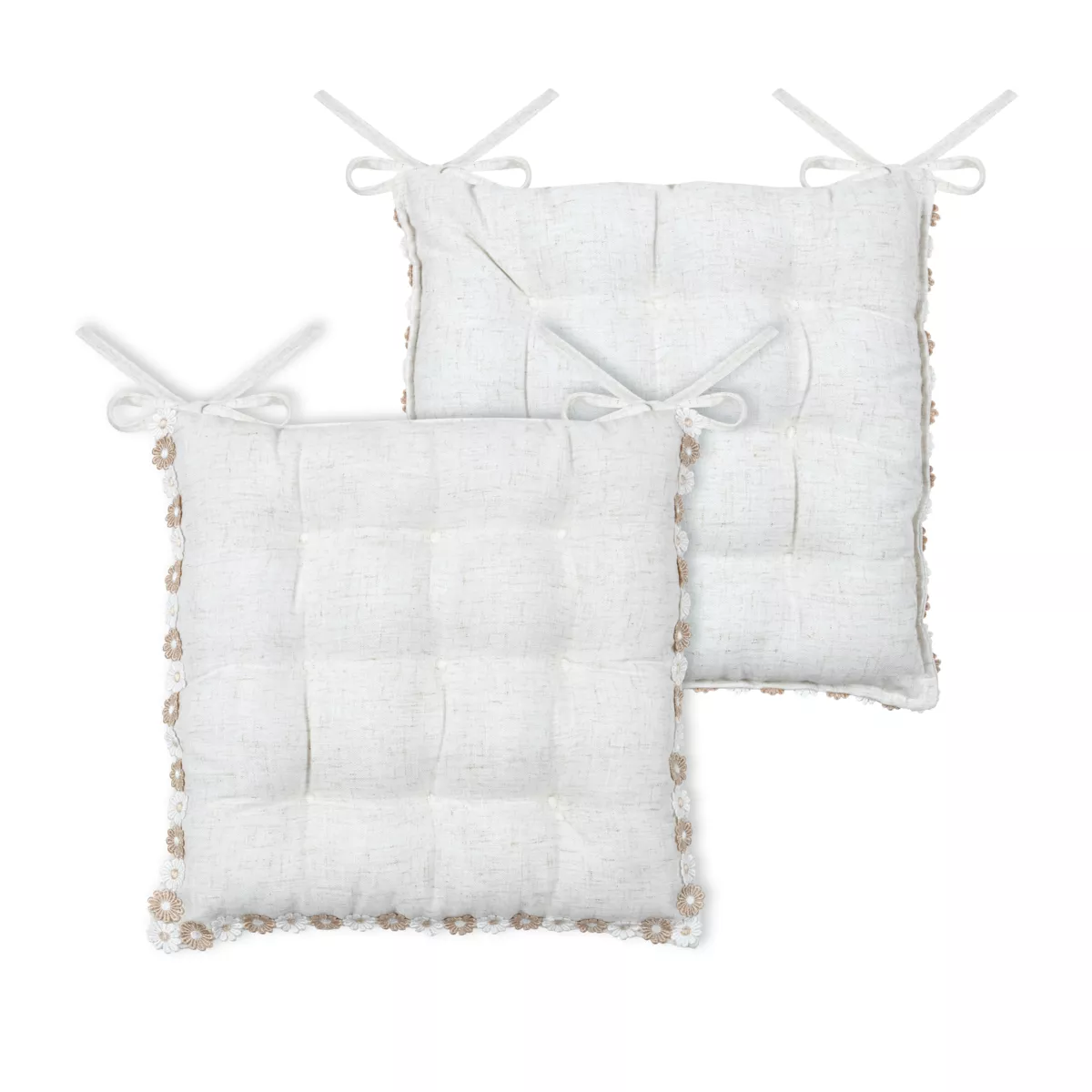 Coussin de chaise carré coton (38 x 38 cm) Camille Ecru