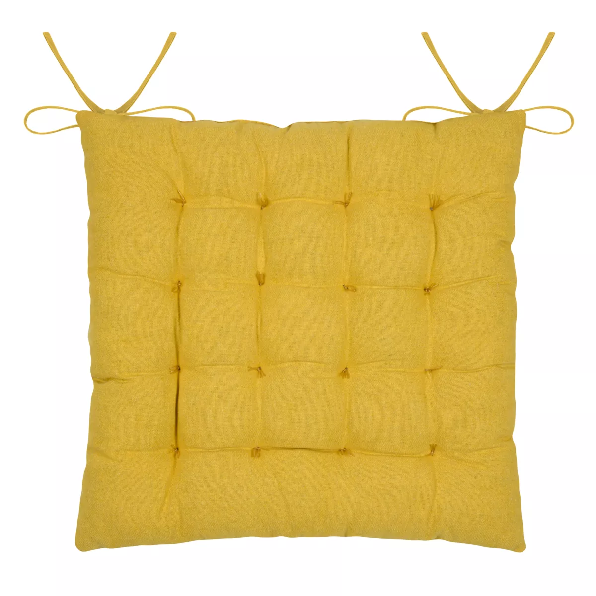 Coussin de chaise carré coton (38 x 38 cm) Camille Jaune moutarde