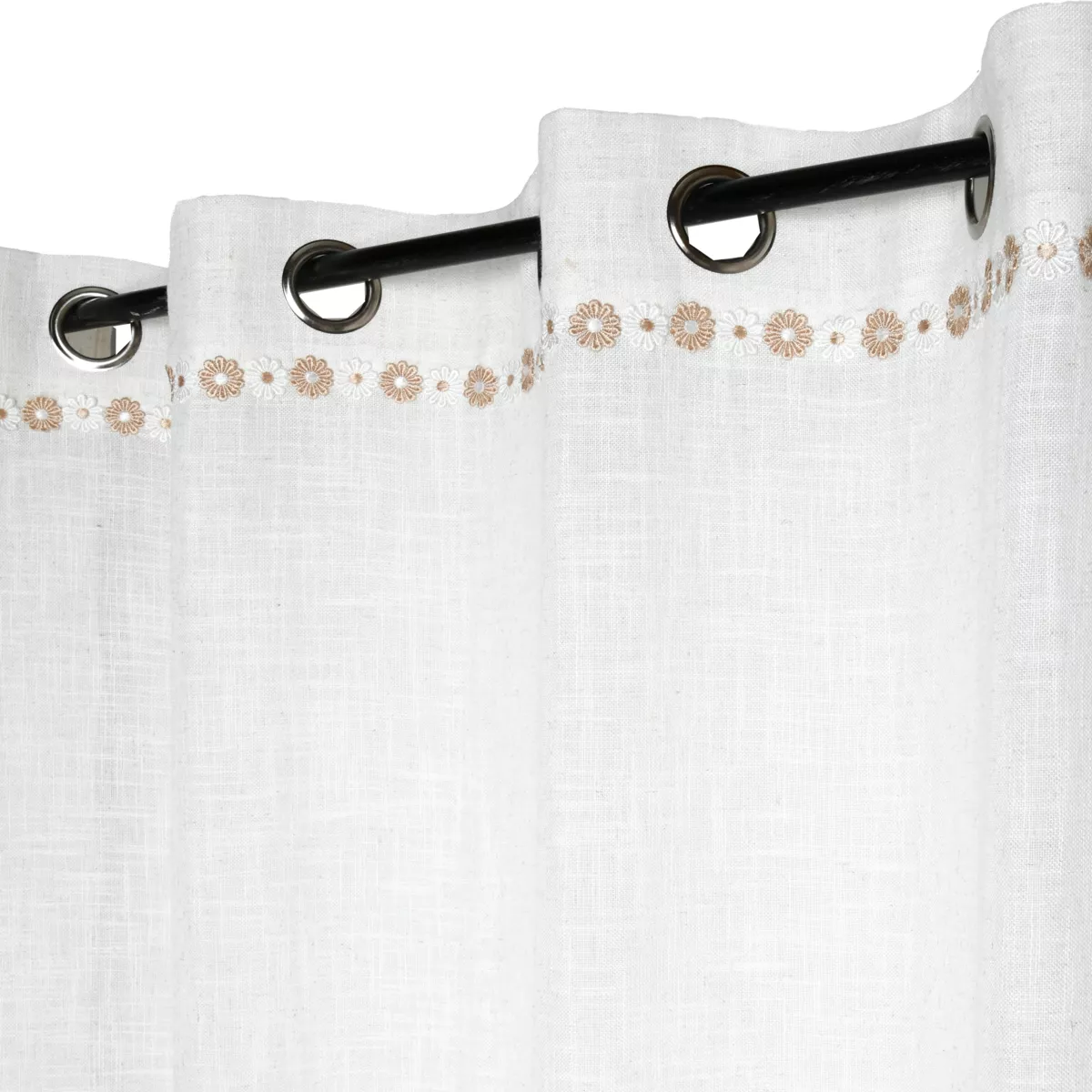 Tenda in cotone ricamato (140 x 260 cm) Camille Ecru