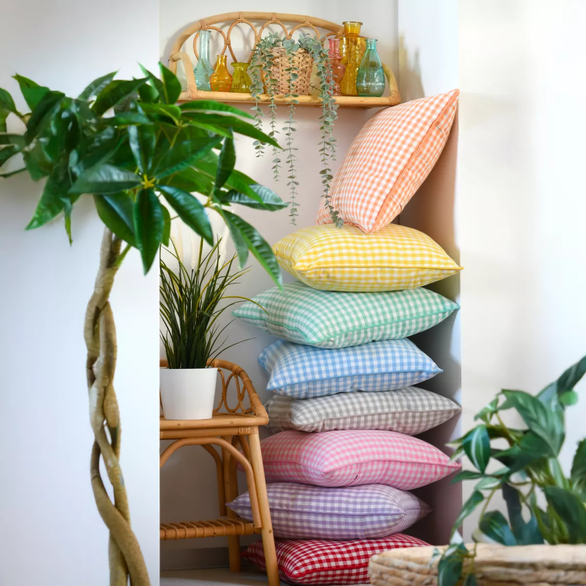 Coussin carré coton (45 x 45 cm) Bardot Vert menthe