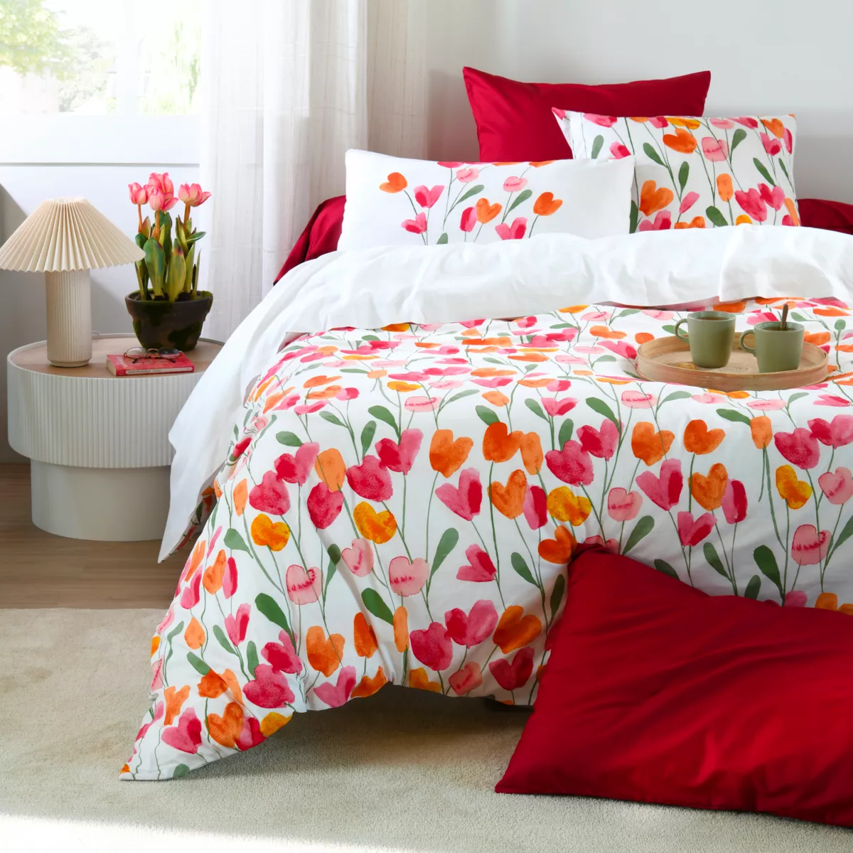Housse de couette percale de coton (260 x 240 cm) Tulipa Multicolore