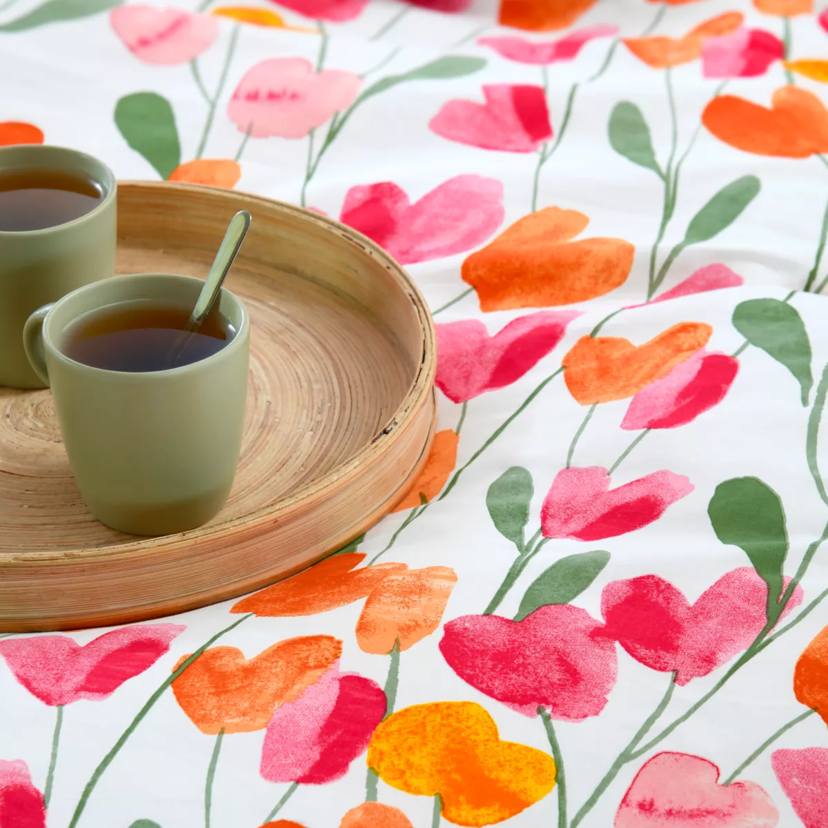 Housse de couette percale de coton (260 x 240 cm) Tulipa Multicolore