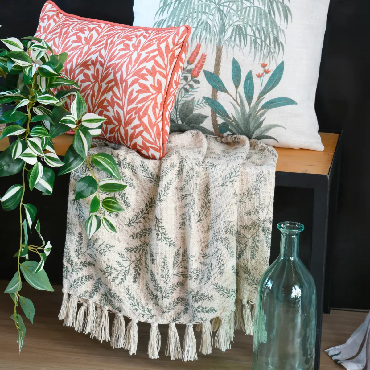 Plaid in cotone (125 x 150 cm) Antillia Verde