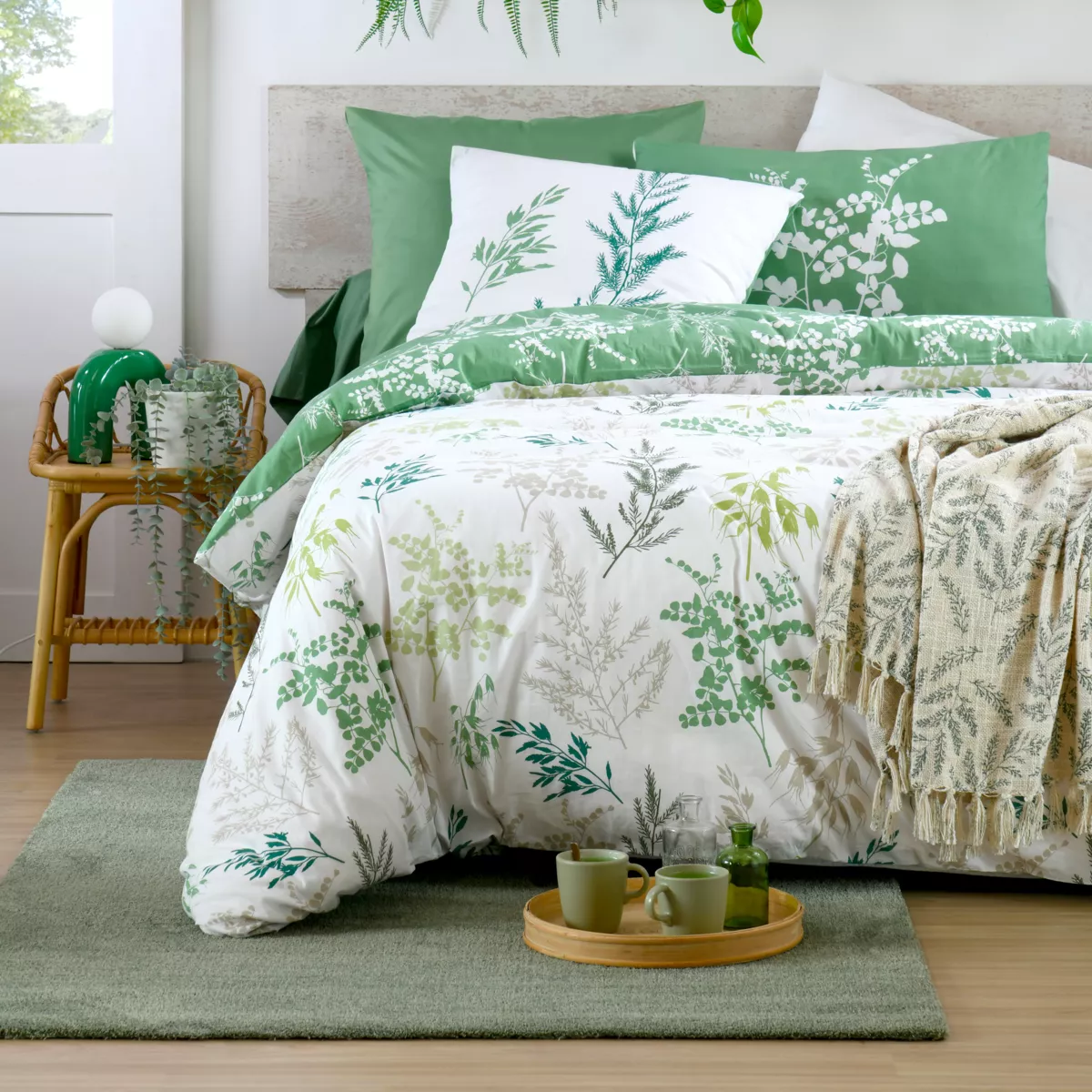 Federa quadrata in percalle (63 x 63 cm) Sylvana Verde