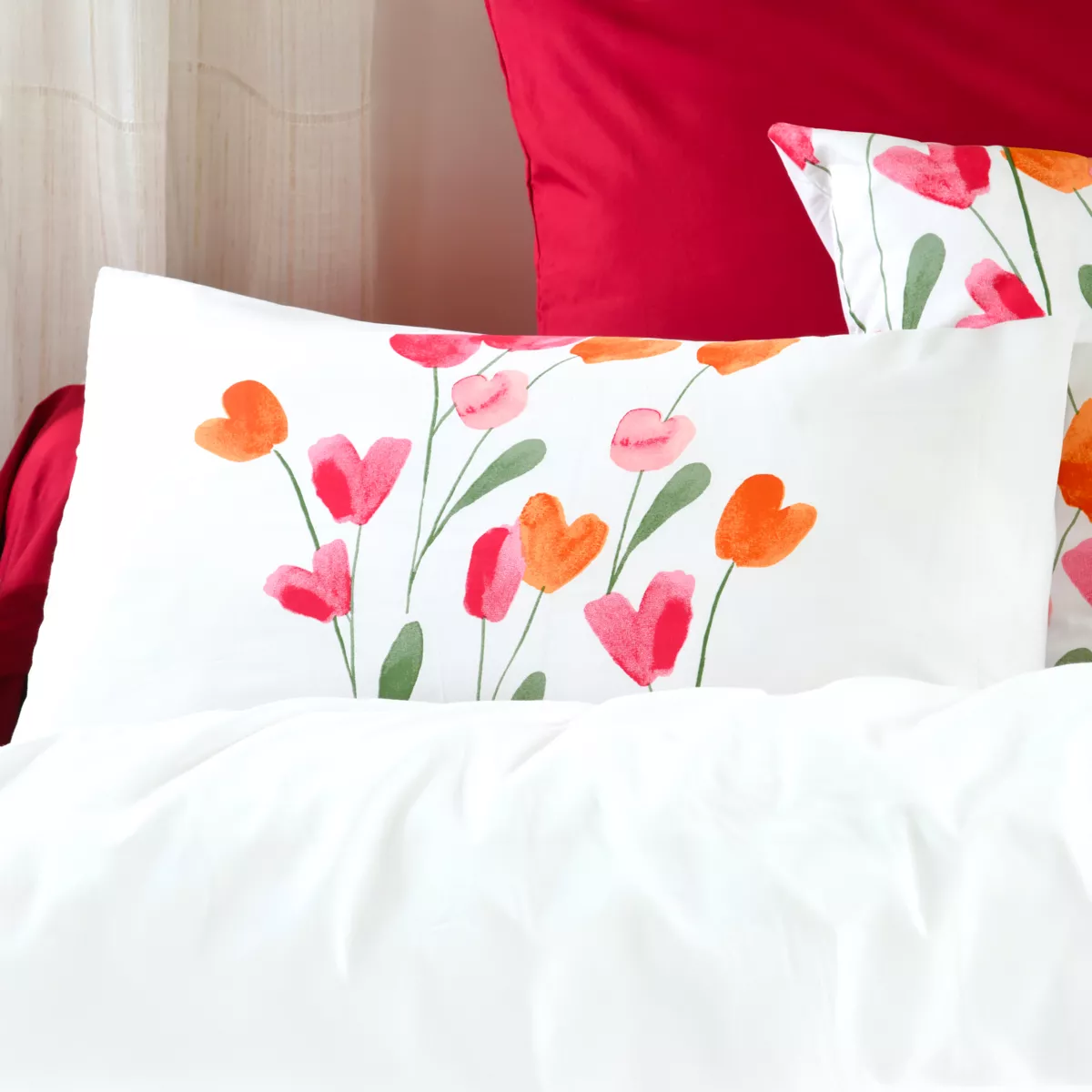 Federa per cuscino rettangolare in percalle (50 x 70 cm) Tulipa Multicolore